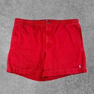 Vintage Polo Ralph Lauren Red Cotton Drawstring Waist Chino Shorts Mens Large